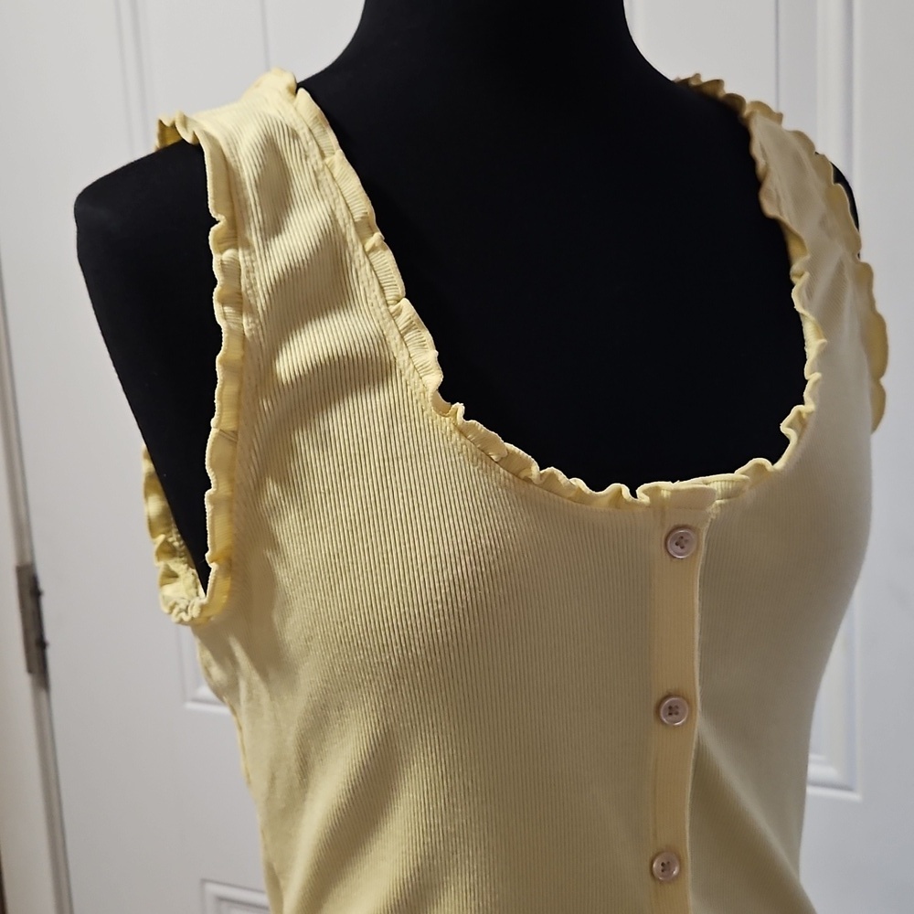 Wilfred Sloane Ruffled Tank Top In Yellow L - Picture 7 of 16